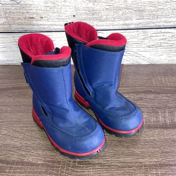 Youth Red and Navy Lands End Snow Boots Size 7m - Picture 2 of 14